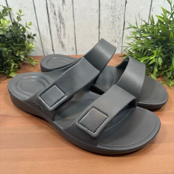 Aetrex Men's Milos Orthotic Slides Sandals Gray Size 12 - Picture 2 of 9